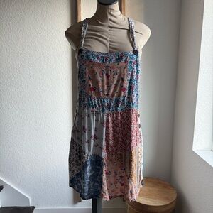Blue Sky Patchwork Overall Dress Sz: Med